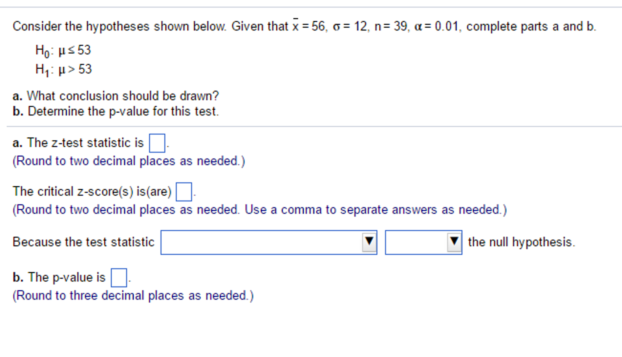 Solved Consider the hypotheses shown below. Given that bar x | Chegg.com