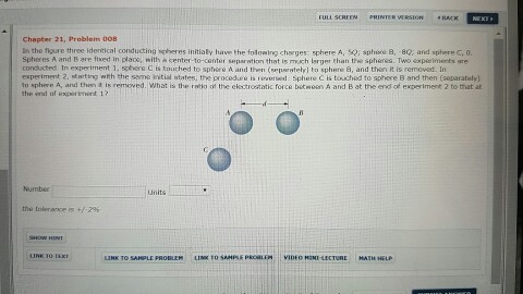 Solved In The Figure Three Identical Conducting Spheres | Chegg.com