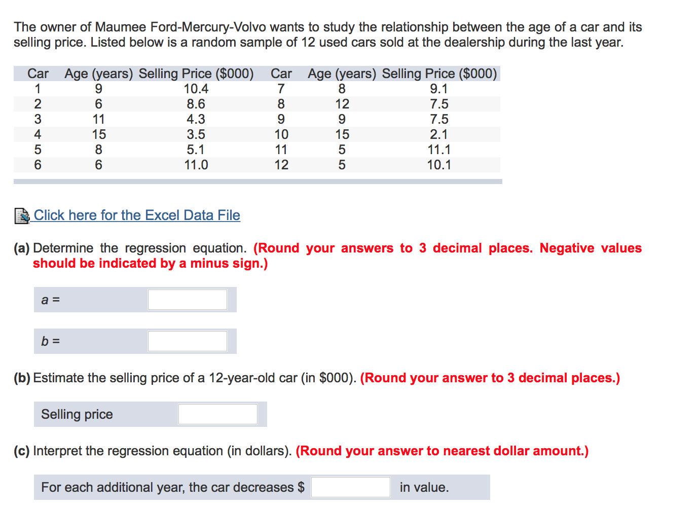 Solved The Owner Of Maumee Ford-Mercury-Volvo Wants To Study | Chegg.com