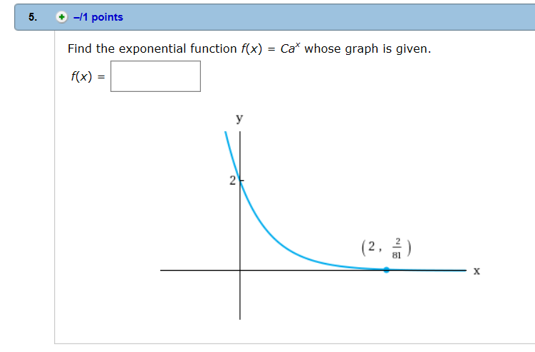 Solved 5 1 Points Find The Exponential Function F X Cax