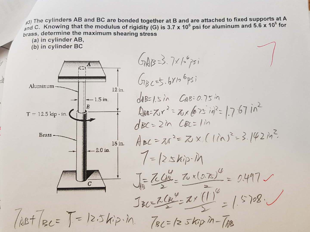 Solved 3) The Cylinders AB And BC Are Bonded Together At B | Chegg.com