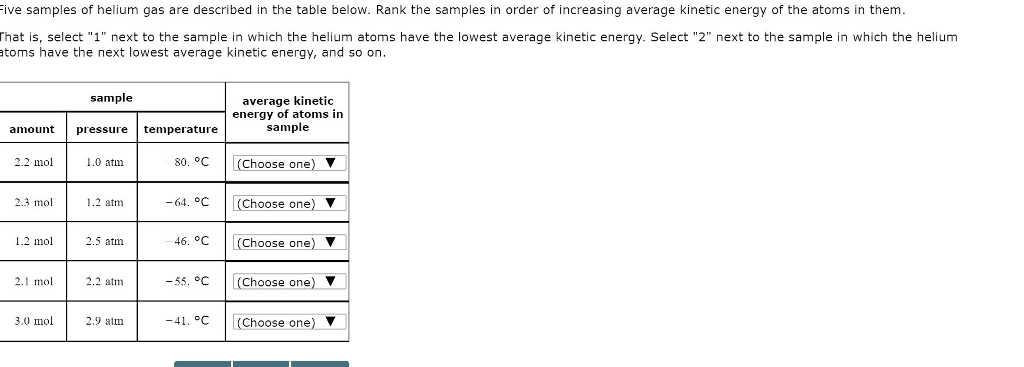 Solved Five samples of helium gas are described in the table | Chegg.com