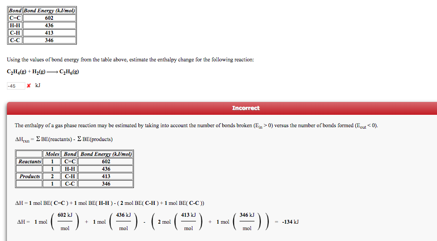 Solved Using the values of bond energy from the table above