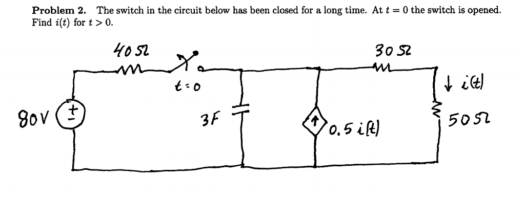 Solved Problem 2. The Switch In The Circuit Below Has Been | Chegg.com