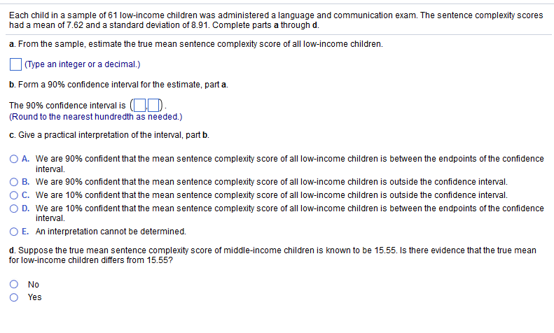 Solved Each Child In A Sample Of 61 Low-income Children Was 