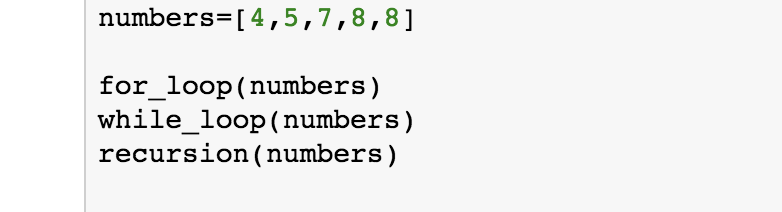 Solved def for_loop (numbers): sum = 0 for i in numbers: | Chegg.com
