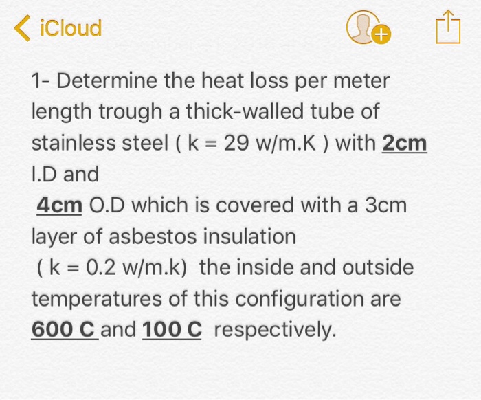 Solved Determine the heat loss per meter length trough a | Chegg.com