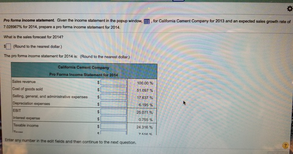 Solved Pro Forma Income Statement. Given The Income | Chegg.com