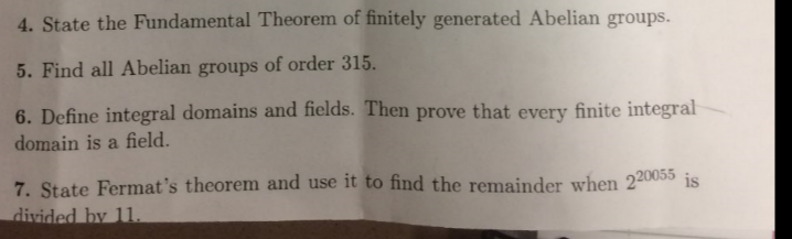 Solved 4 State The Fundamental Theorem Of Finitely