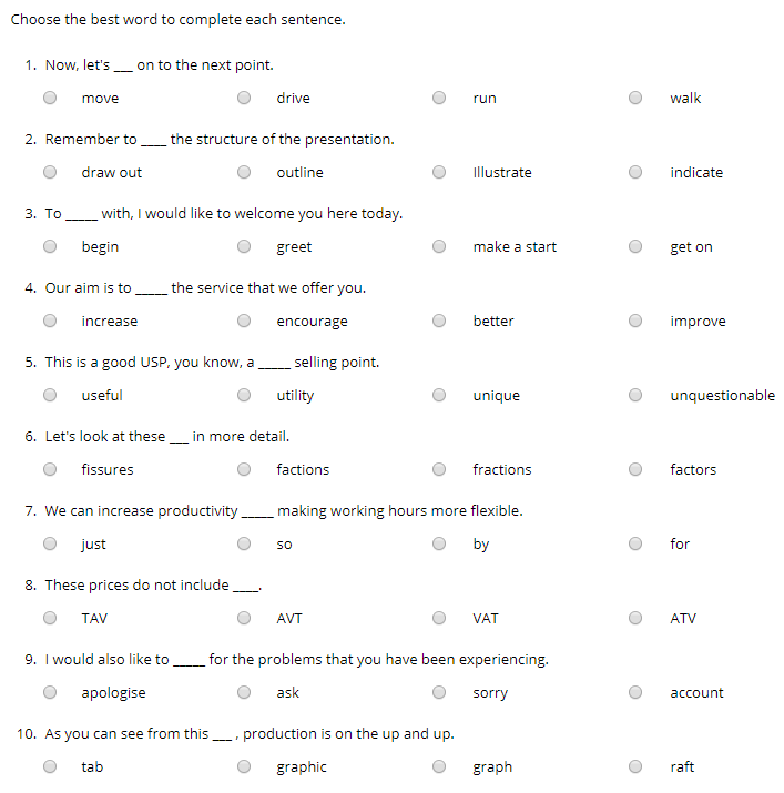 Solved Choose The Best Word To Complete Each Sentence 1 Chegg