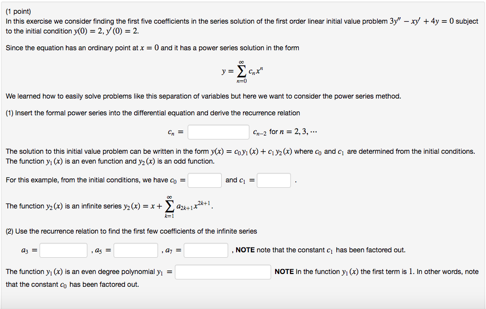 Solved (1 point) In this exercise we consider finding the | Chegg.com