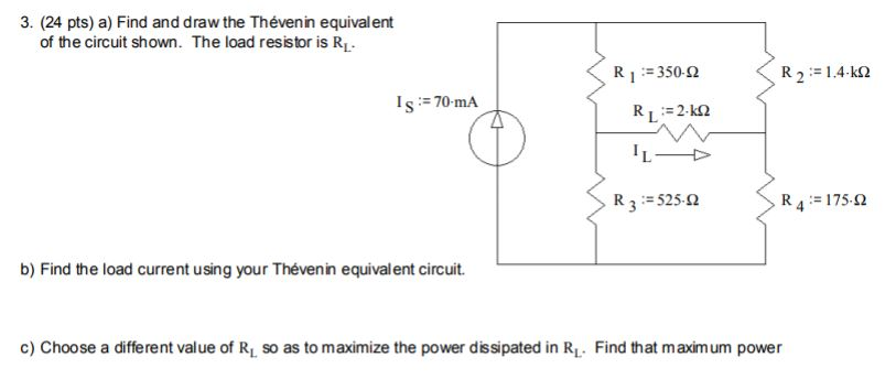 Solved 3. (24 pts) a) Find and draw the Thévenin equivalent | Chegg.com