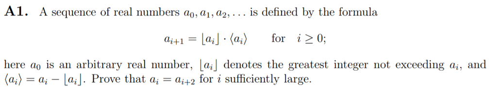 Solved A1. A sequence of real numbers ao, a1, a2, is defined | Chegg.com