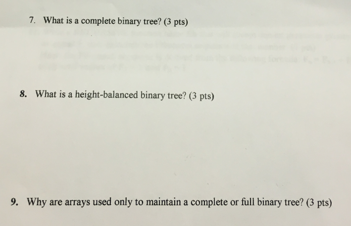 Solved What is a complete binary tree? What is a | Chegg.com