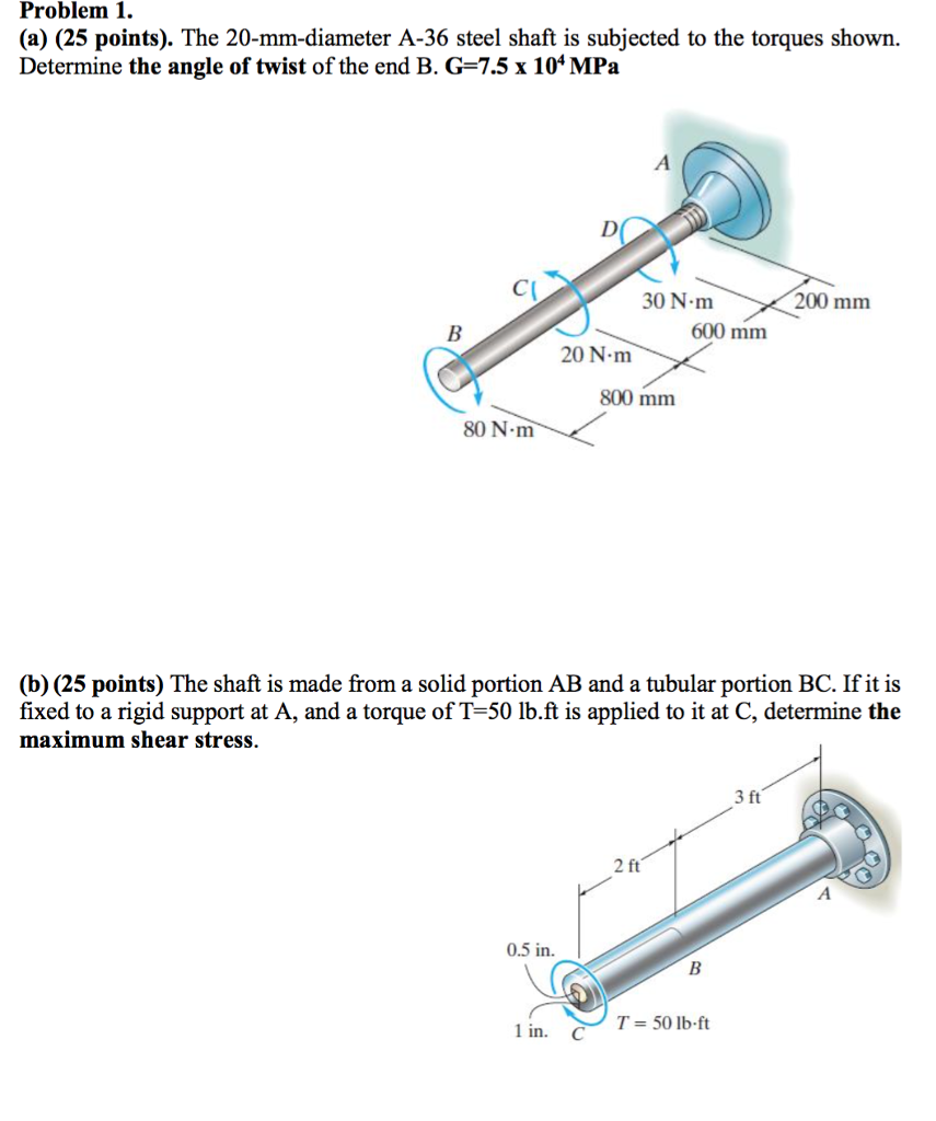 Solved only need B. The shaft is made from a solid portion | Chegg.com