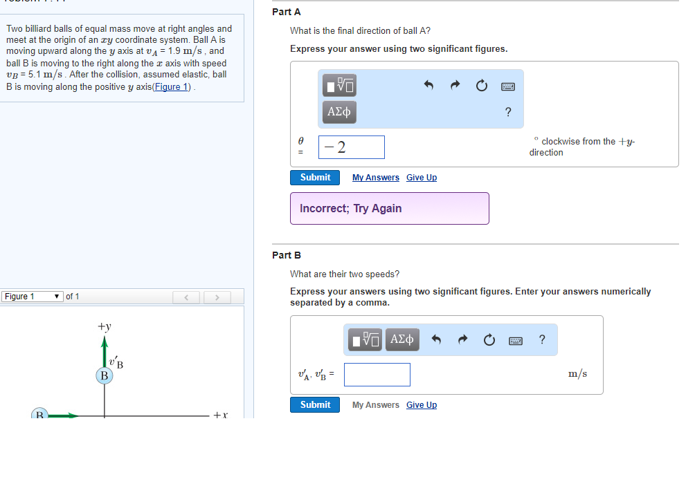 Solved Part A Two billiard balls of equal mass move at right
