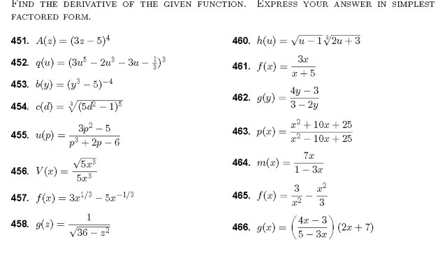 Solved DERIVATIVE OF THE GIVEN FUNCTION. EXPRESS YOUR ANSWER | Chegg.com