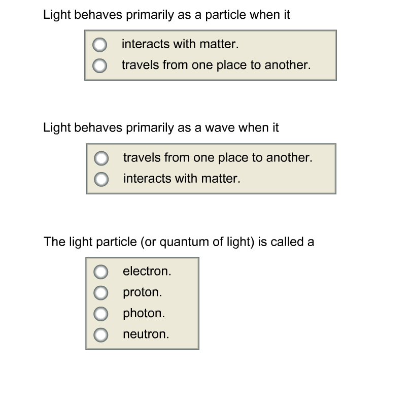 what do we call light when it behaves like a particle