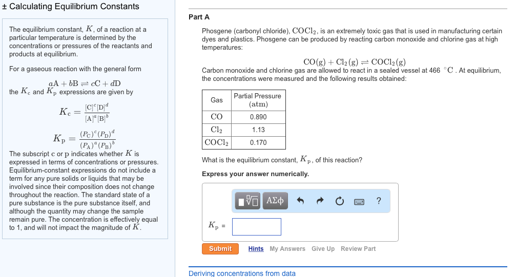 Solved Calculate Equilibrium Constants For Chemistry. Help | Chegg.com