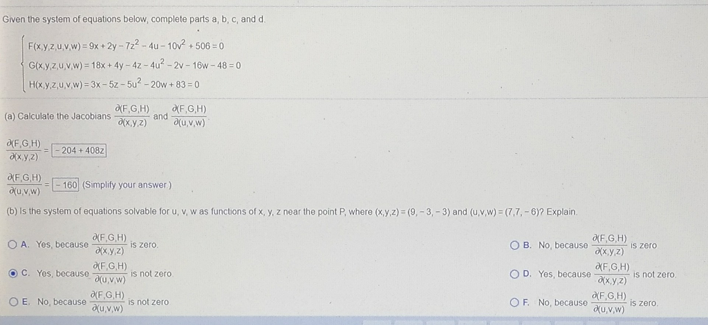 Solved Given the system of equations below, complete parts | Chegg.com