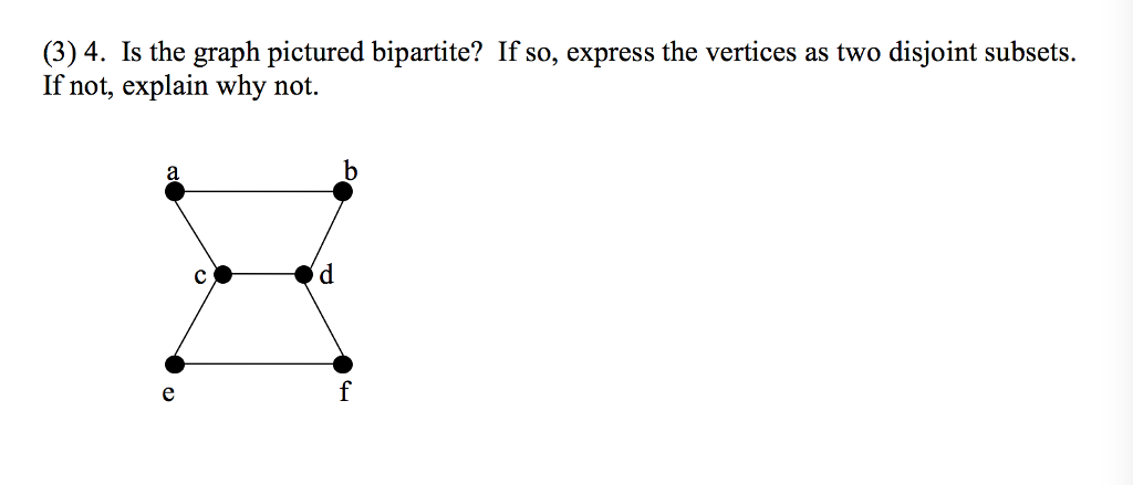 Solved Is the graph pictured bipartite? If so, express the | Chegg.com