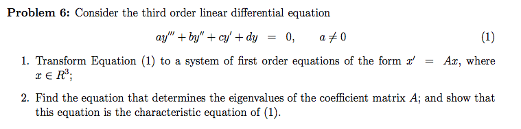 Solved Consider The Third Order Linear Differential Equation 5273