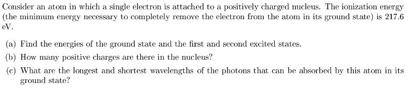 Solved Consider an atom in which a single electron is | Chegg.com