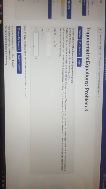 Solved / mat 1375-117 TrigonometricEquations: Problem 11 | Chegg.com