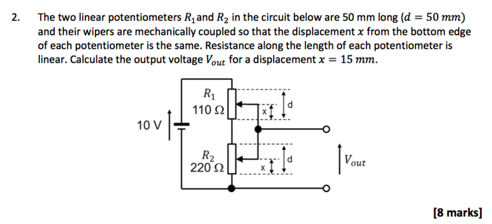 Solved The two linear potentiometers R_1 and R_2 in the