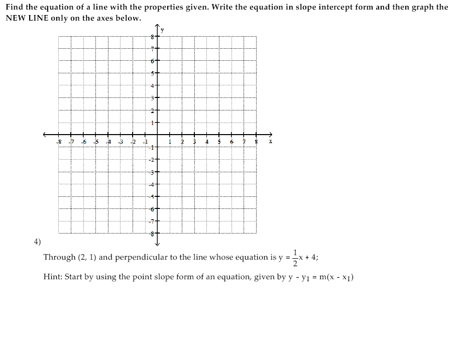 Solved Find the equation of a line with the properties | Chegg.com