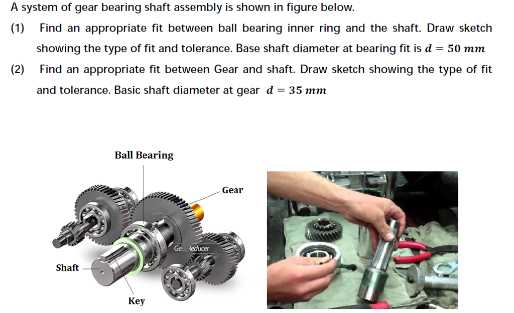 Solved A system of gear bearing shaft assembly is shown in