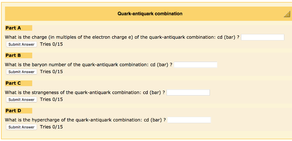 Solved Quarkantiquark combination Part A What is the charge  Chegg.com