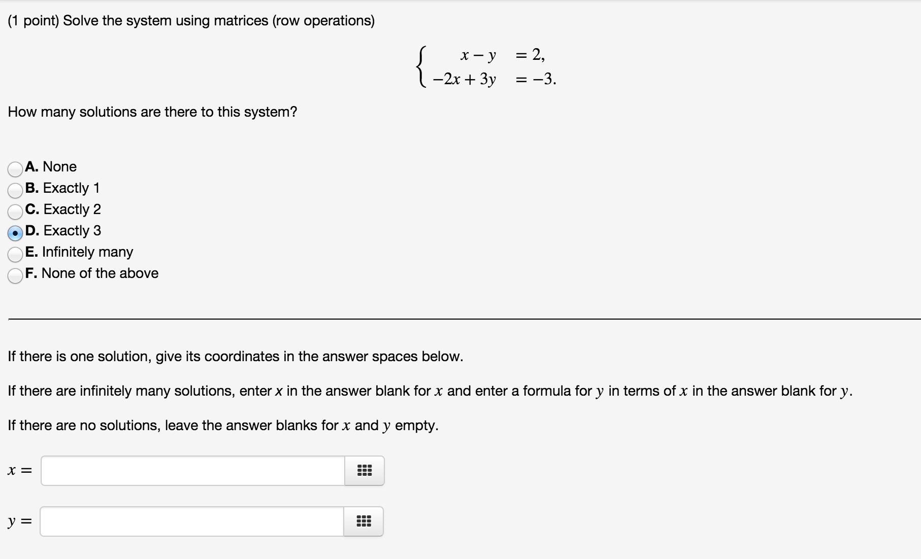 Solved Solve The System Using Matrices (row Operations) How | Chegg.com