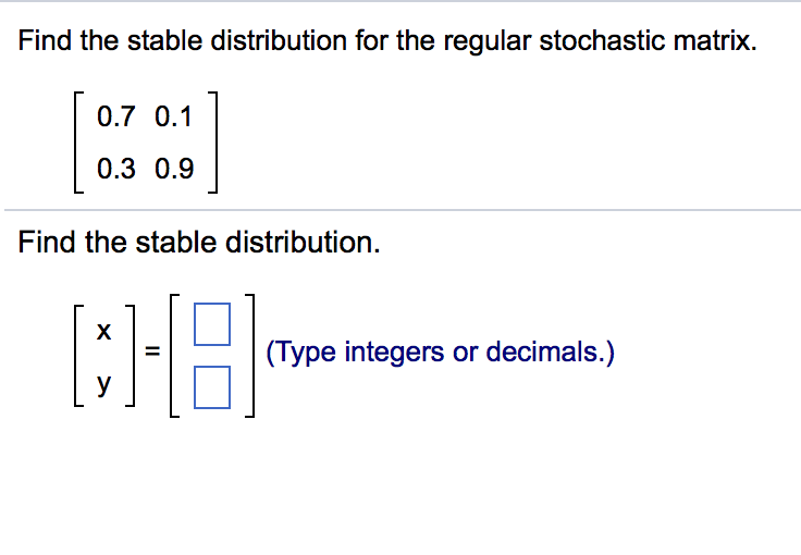 Solved Find the stable distribution for the regular