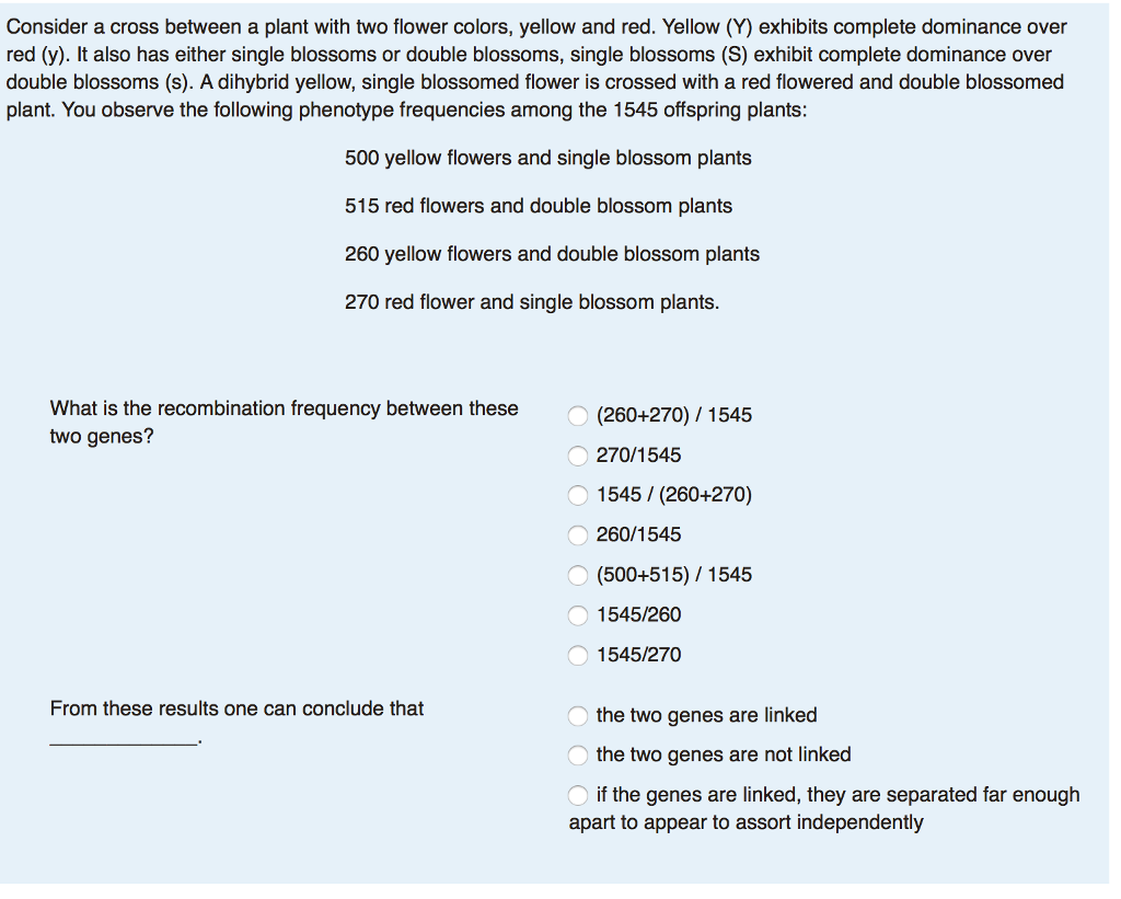 Solved The Following Are The Recombination Frequencies For A | Chegg.com