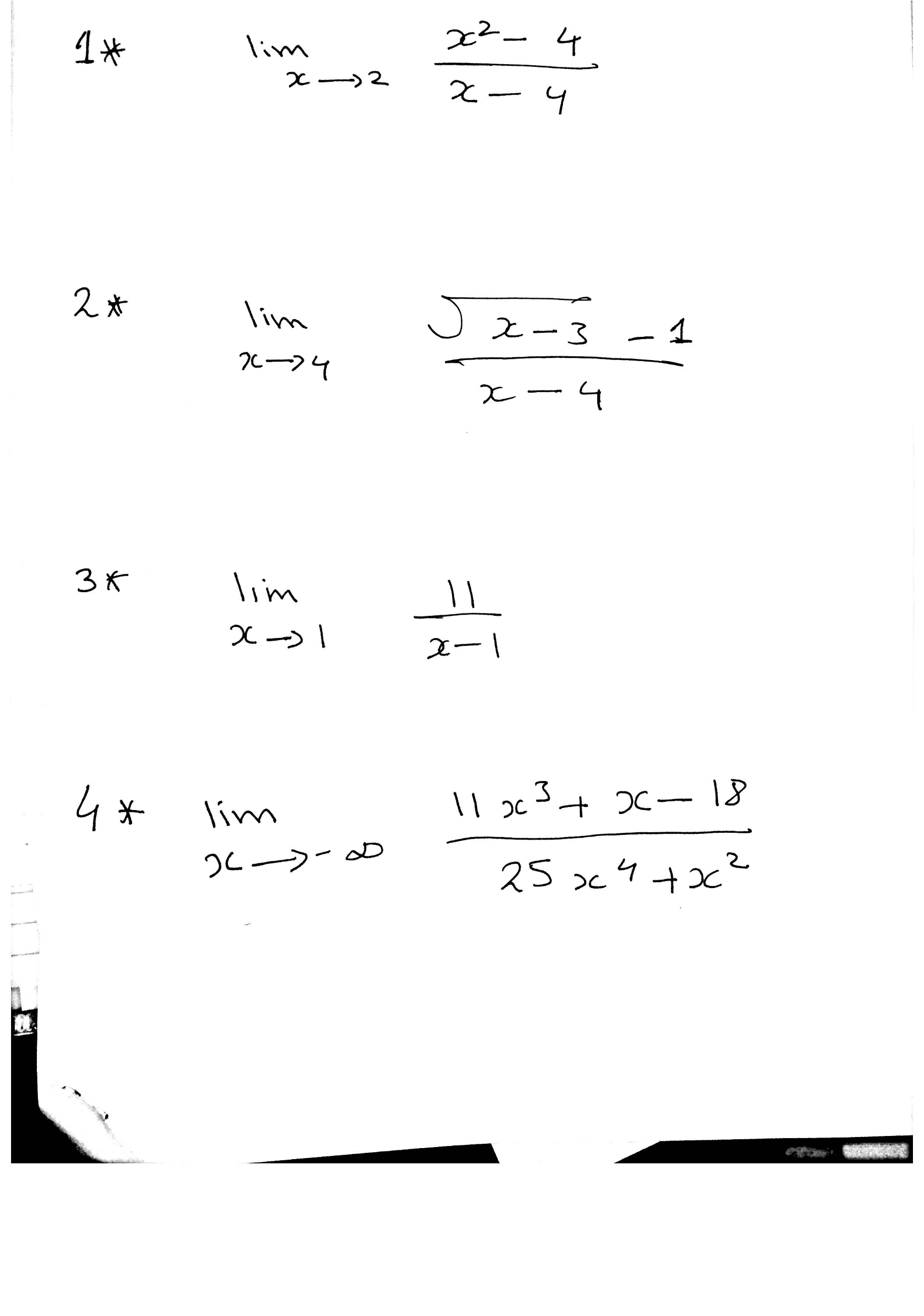 Solved Lim x right arrow 2 x2 - 4 / x - 4 Lim x right | Chegg.com