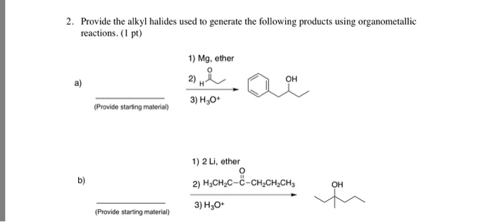 Solved Provide the alkyl halides used to generate the | Chegg.com