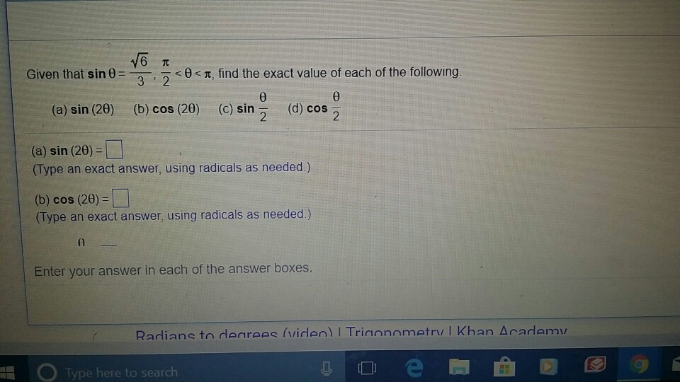 Solved Given that sin θ