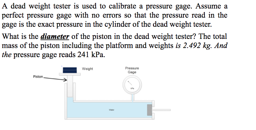 solved-a-dead-weight-tester-is-used-to-calibrate-a-pressure-chegg