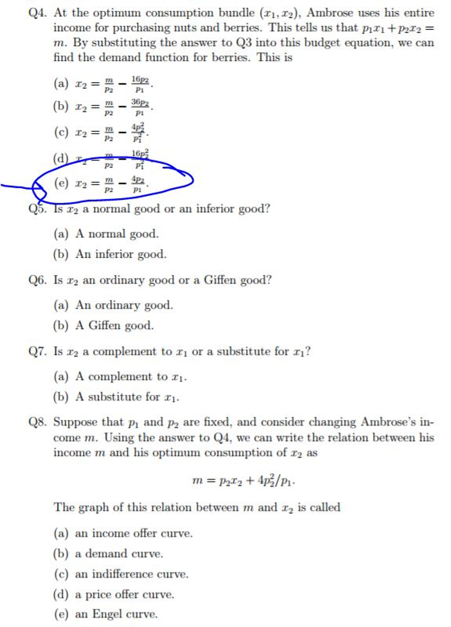 Solved PROBLEM I. Ambrose consumes nuts and berries, and his
