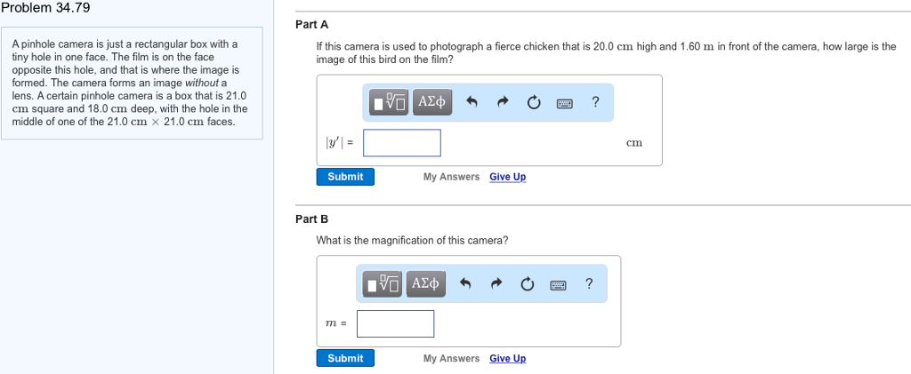 Solved Problem 34.79 A pinhole camera is just a rectangular | Chegg.com