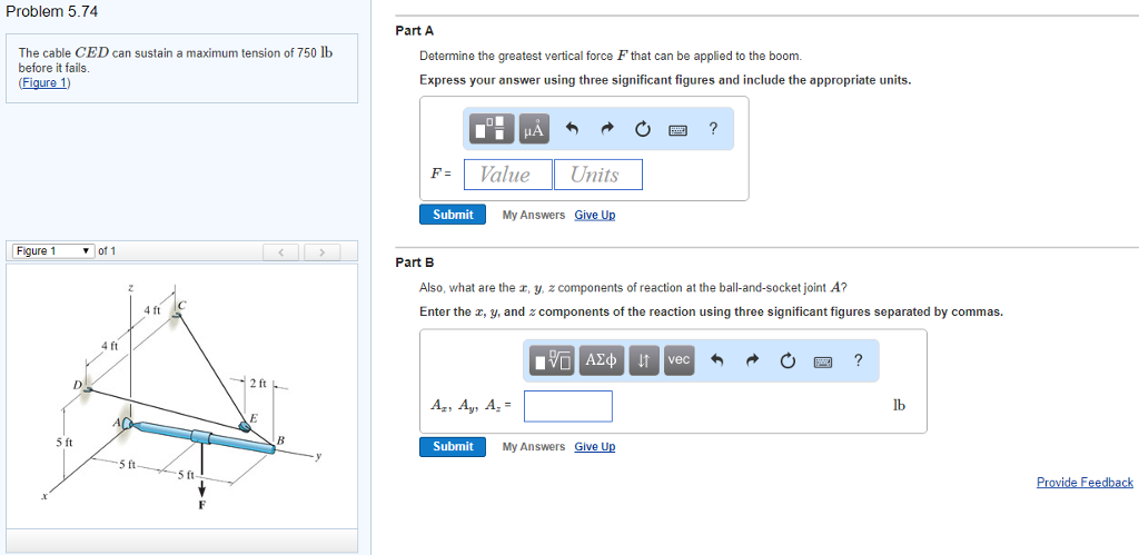 Solved Problem 5.74 Part A The cable CED can sustain a | Chegg.com