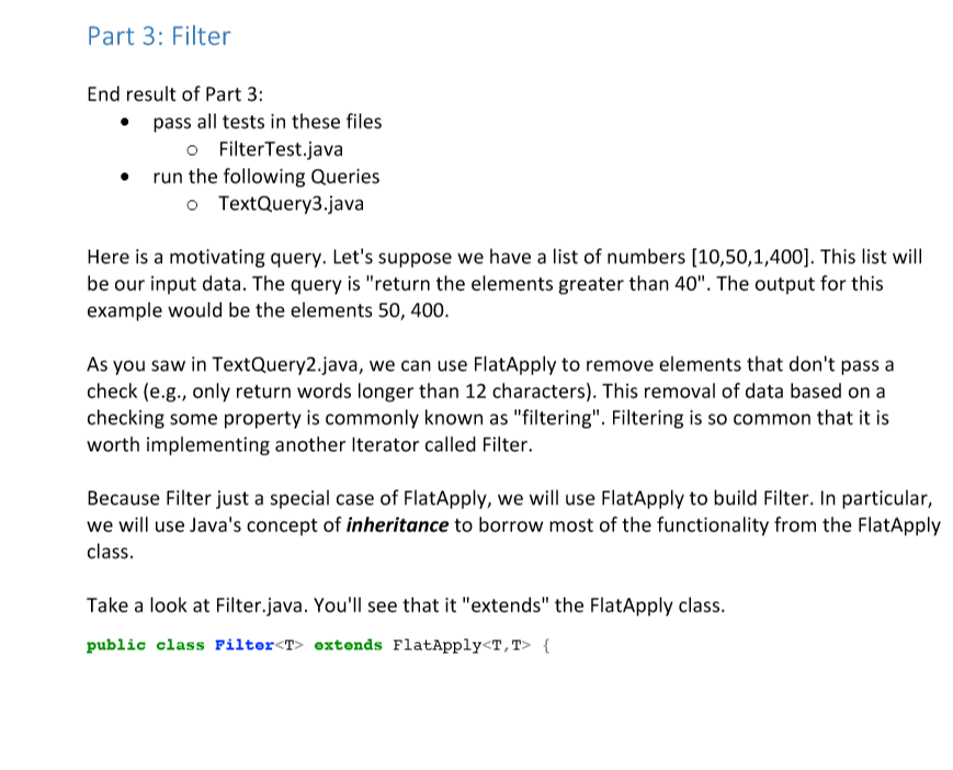 Part 3 Filter End Result Of Part 3 Pass All Tests In Chegg
