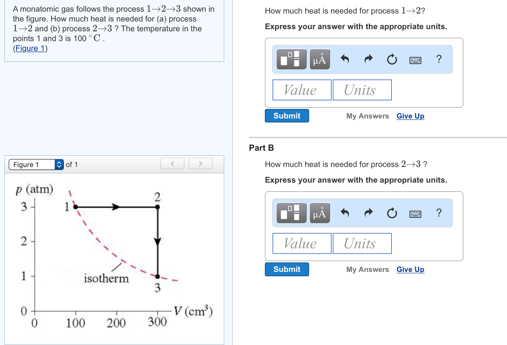 solved-a-monatomic-gas-follows-the-process-1-rightarrow-2-chegg