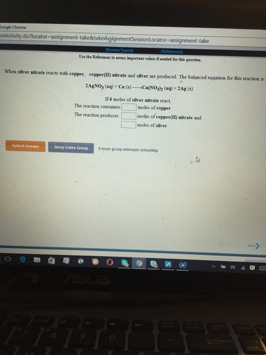 Solved When silver nitrate reacts with copper, copper(II)