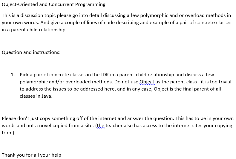 Solved Object-Oriented and Concurrent Programming This is a | Chegg.com image.