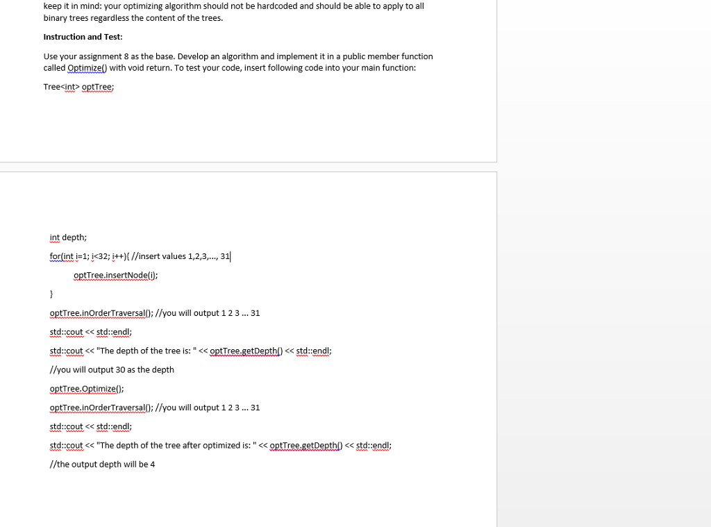 Solved Project 3: Optimizing a tree Due Date: 11:59 pm, May | Chegg.com