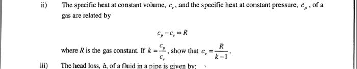 Solved ii The specific heat at constant volume, c,, and the | Chegg.com