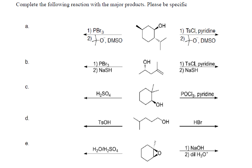 Solved Complete The Following Reaction With The Major | Chegg.com