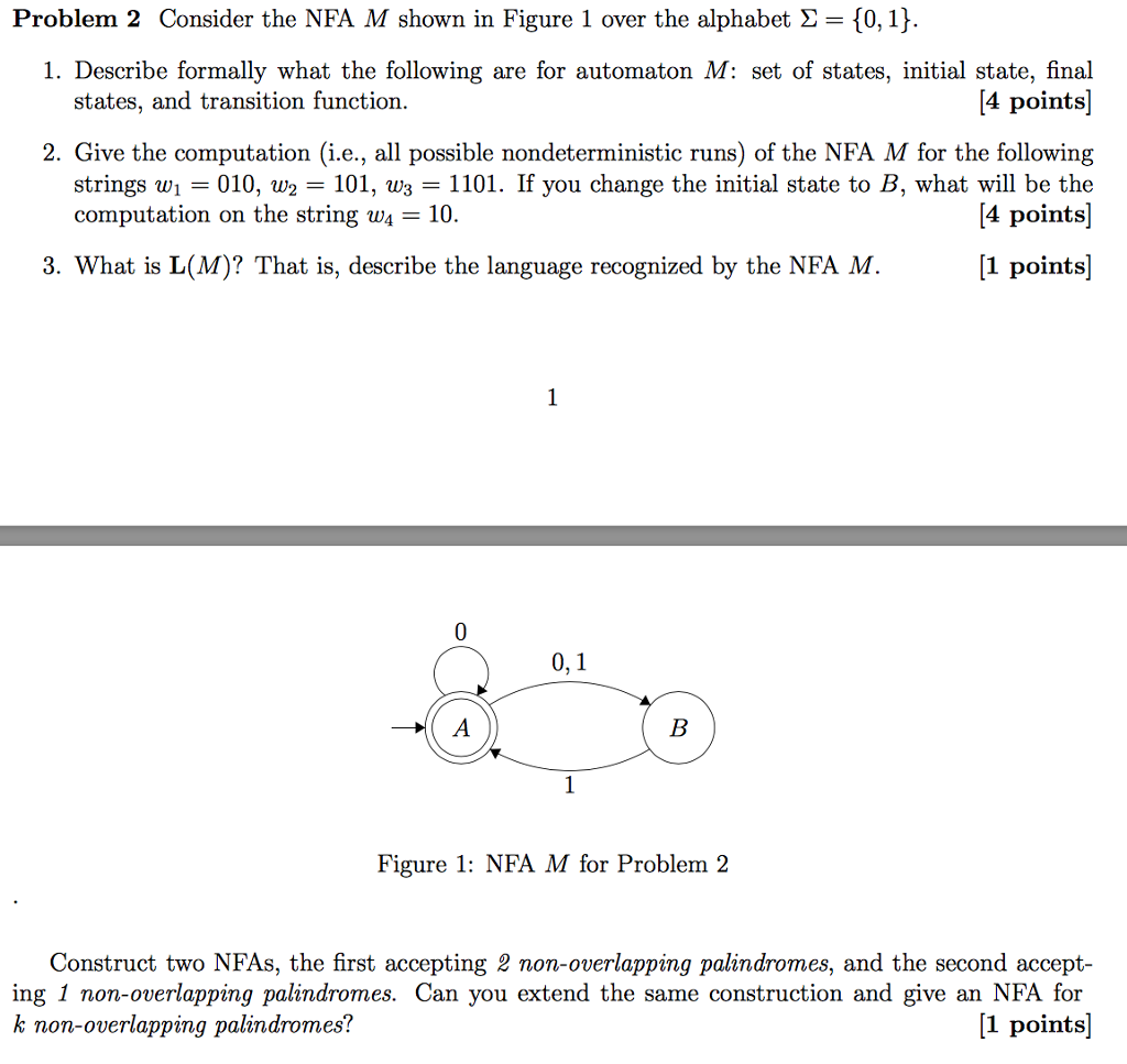 Solved Consider The NFA M Shown In Figure 1 Over The | Chegg.com